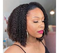 Afro Kinky Curly Human Hair Bandeau Perruque Pour Les Femmes Noires 180% Densité Glueless Brésilien Remy Cheveux