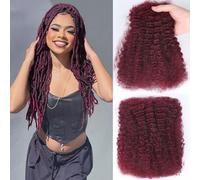 Afro Kinkys - Cheveux humains bouclés en vrac pour réparation permanente Micro Locs Twists Braids Locs Afro Kinky Curly Bulk - 50 g - 30 cm - 99J - Couleur bordeaux