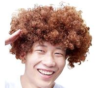 Afro perruque mascarade habiller Fans cheveux drôle drôle Clown perruques colorées (Coffee, One Size)