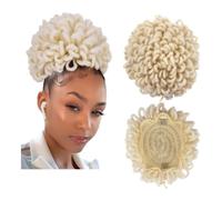 Afro Puff Drawstring Ponytail Hairpiece Synthetic Clip In Hair Dreadlock Extension For Black Women Curly Updo Faux Locs Bun Ponytail Extension(Large 613)