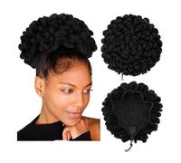 Afro Puff Drawstring Ponytail Hairpiece Synthetic Clip In Hair Dreadlock Extension For Black Women Curly Updo Faux Locs Bun Look élégant chic(Large 1B)