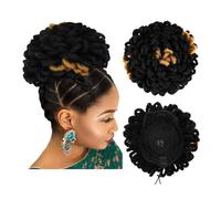 Afro Puff Drawstring Ponytail Hairpiece Synthetic Clip In Hair Dreadlock Extension For Black Women Curly Updo Faux Locs Bun Look élégant chic(Large 1B-27)