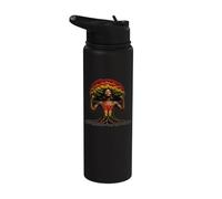 Afro Queen Black Woman African Roots Melanin Black History Stainless Steel Insulated Water Bottle