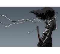 Afro Samurai Peinture à l'huile, pas de tableau, ou giclée. encadrée de plus de 36 mm de profondeur Gallery Standard Barres de civière, avec une croix au centre Rail. d'une Magnifique pièce d'art peinte à la main