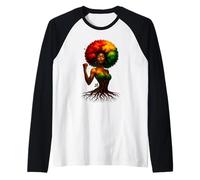 Afro Tree Woman Black Queen Melanin Roots Pride African Girl Manche Raglan