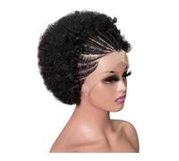 Afro Tressé Perruques Puff Bob Boho Tresses Cheveux Humains Lace Front Perruque 200 Densité Noir