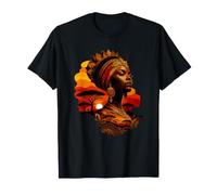 Afrocentrique Reine Africaine Coucher de Soleil Savane Paysage T-Shirt