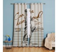 AFRTOUR Lot de 2 Rideau Occultant Enfant et Thermique Isolant 132x160cm(WxH) à Oeillets,2D Impression Statue de la Liberté Petit Rideaux occultants Decoration pour Salon et Chambre