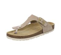 AFS-Schuhe 2107, Sandale tendance pour femme avec séparateur d'orteils en cuir, Pantoufles confortables avec semelle plantaire - Fabriquées en Allemagne, Nubuck sable., 36 EU
