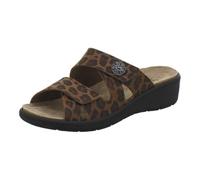 AFS-Schuhe 2808 Mules confortables en cuir pour femme Chaussures de travail pratiques avec semelle amovible Chaussons confortables, Marron léopard, 39 EU