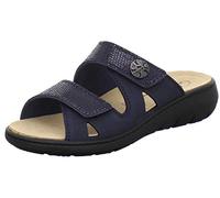 AFS-Schuhe 2808 Mules confortables en cuir pour femme Chaussures de travail pratiques avec semelle amovible Chaussons confortables, bleu marine, 41 EU