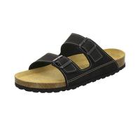 AFS-Schuhe 3110 Mules sportives en cuir pour homme, pantoufles confortables, semelle en liège, fabriquées en Allemagne, Nubuck noir., 47 EU