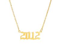 AFSTALR Collier Femme Pas Cher Or Année Numéro Pendentif Filles Charme Anniversaire Bijoux Cadeau, Collier Or 2012