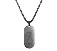 AFSTALR Collier Signe Astrologique Balance Pendentif Noir Zodiaque Collier Cadeau de Noël Hommes