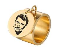 AFSTALR Croix Johnny Hallyday Bague Cadeaux Homme Biker Rock Johnny Personnalisés, Or 8