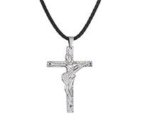 AFSTALR Johnny Hallyday Collier Femme Homme Argent Pendentif Croix Guitare en Acier Inoxydable Cadeau Souvenir Fan- JH Signature Design JH11-signe