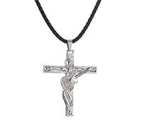 AFSTALR Johnny Hallyday Collier Femme Homme Argent Pendentif Croix Guitare en Acier Inoxydable Cadeau Souvenir Fan- JH Signature Design JH3-Signature + Date