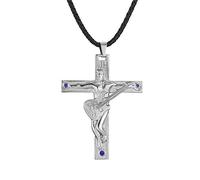 AFSTALR Johnny Hallyday Collier Femme Homme Argent Pendentif Croix Guitare en Acier Inoxydable Cadeau Souvenir Fan- JH Signature Design JH12-Signature + Date