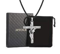 AFSTALR Johnny Hallyday Collier Femme Homme Argent Pendentif Croix Guitare en Acier Inoxydable Cadeau Souvenir Fan- JH Signature Design JH7-Signature + Date