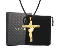 AFSTALR Johnny Hallyday Collier Femme Homme Or Pendentif Croix Guitare en Acier Inoxydable Cadeau Souvenir Fan- JH Signature Design JH4-Signature + Date