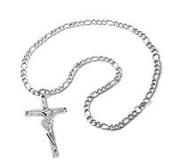 AFSTALR Johnny Hallyday - Pendentif Collier Chaîne Croix Johnny Guitare Rocker Métal Acier Inoxydable Argenté - Bijoux JH