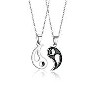 AFSTALR Yin Yang Tai Chi Collier pour Homme Filles 2pc Collier Couple Pendentif Cadeau Amitié pour Meilleure Amie