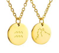 AFSTALR Zodiac Chain - Collier pendentif zodiaque or/argent/or rose I Collier zodiaque acier inoxydable femme, collier acier inoxydable femme
