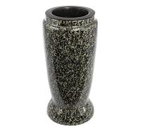 Afterglow Élégant vase funéraire en granit véritable, Impala clair, hauteur : 20 cm, diamètre : 10 cm, résistant aux intempéries et au gel, avec insert en plastique