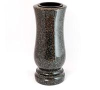 Afterglow Élégant vase funéraire en granit véritable Impala clair Hauteur 28 cm Diamètre 12 cm Décoration funéraire Résistant aux intempéries Vase en granit avec insert en plastique Vase de cimetière