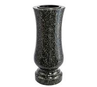 Afterglow Élégant vase funéraire en granit véritable, Impala foncé, Hauteur : 28 cm, Diamètre : 12 cm, Décoration funéraire résistante aux intempéries et au gel, Vase en granit avec insert en