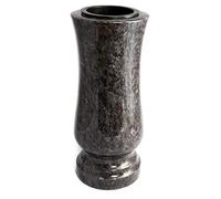Afterglow Élégant vase funéraire en granit véritable, Orion foncé, hauteur : 28 cm, diamètre : 12 cm, résistant aux intempéries et au gel, avec insert en plastique