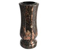 Afterglow Vase funéraire élégant en granit véritable Aurora India Hauteur 28 cm/Ø 12 cm Décoration de tombe Vase en granit résistant aux intempéries et au gel avec insert en plastique pour cimetière