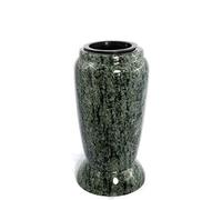Afterglow Vase funéraire en granit véritable, vert olive, hauteur : 23 cm, diamètre : 12 cm, résistant aux intempéries et au gel, avec insert en plastique