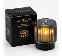 AFTERLIGHT Candles Bougie Cimetiere LED Flamme Vacillante Avec Symboles Gravés - Longue Durée Bougies à Piles Bougie Funéraire, Lumière Moderne Pour Décoration Funéraire Pour Tombe (Grey, Flower)
