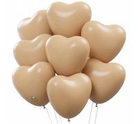 AFTERLOON Lot de 24 ballons biodégradables beiges de 30,5 cm en forme de cœur, en latex naturel épais extra fort, flotteur à l'hélium pour demande de mariage, amour, fête prénatale, révélation du sexe