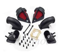 AfterMokit Filtre à air double triangle d'admission avec filtre rouge pour Suzuki Boulevard M109R VZR1800 Intruder M1800R Noir mat