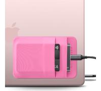 Afterplug Support SSD & Disque Dur à 2 Poches pour PC Portable, Adhésif 3M | Pochette extensible pour SSD portables | 13 x 8,5 cm | Poche séparée pour câbles | Sangle de maintien intégrée