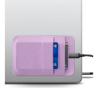 Afterplug Support SSD & Disque Dur à 2 Poches pour PC Portable, Adhésif 3M | Pochette extensible pour SSD portables | 13 x 8,5 cm | Poche séparée pour câbles | Sangle de maintien intégrée