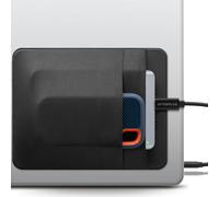 Afterplug Support SSD & Disque Dur à 2 Poches pour PC Portable, Adhésif 3M | Pour HDD externes 2,5 pouces et SSD portables | 15 x 12 cm | Poche séparée pour câbles | Sangle de maintien intégrée