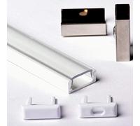 Aftertech 1 mètre 1506B 15x6mm Profilé en aluminium blanc plat avec couvercle 1m pour bandes LED, barre rigide 1M + couvercle transparent (1x 1m 1506B clair)