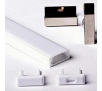 AFTERTECH 1 mètre 1506B profil aluminium blanc plat 15 x 6 mm avec couvercle pour bandes LED barre rigide 1 m + coque blanche