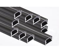 AFTERTECH 10 x 2 m (20 M) 1207 N 12 x 7 mm profil aluminium noir minimal pour bandes LED barre rigide entière 2 m + couvercle transparent (10 x 2 mètres 1207 noir clair)