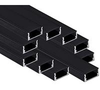 AFTERTECH 10 x 2 m (20 M) 1708 N 17 x 8 mm profil aluminium noir pour bandes LED barre rigide 2 m 2 m + couverture (10 x 2 mètres 1708 noir noir)
