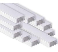 AFTERTECH 10 x 2 m (20 M) 1708B 17 x 8 mm profil aluminium blanc pour bandes LED barre rigide 2 m 2 m + couverture (10 x 2 mètres 1708 blanc milk)