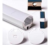 Aftertech 2020 20mm 1M PROFIL ROND EN ALUMINIUM POUR BANDE LED BANDE RIGIDE BARRE 1MT + COUVERCLE MAT