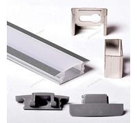 Aftertech 2m 2 mètres 2507 25x7mm PROFIL EN ALUMINIUM ENCASTRÉ POUR BANDE LED BANDE RIGIDE BARRE 2MT + COUVERCLE MAT