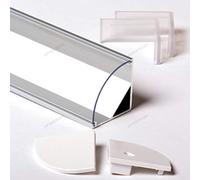 Aftertech 2m 2m 3030 30x30mm GRAND PROFIL D'ANGLE EN ALUMINIUM POUR BANDE LED BARRE RIGIDE 2MT + COUVERCLE TRANSPARENT