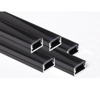 AFTERTECH 5 x 2 m (10 M) 1207N 12 x 7 mm profil aluminium noir minimal pour bandes LED barre rigide entière 2 m + couvercle noir (5 x 2 m 1207 noir noir)