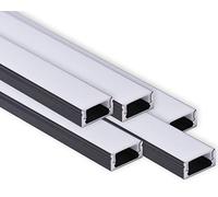 AFTERTECH 5 x 2 m (10 M) 1708 N 17 x 8 mm profil aluminium noir pour bandes LED barre rigide 2 m 2 m + couverture (5 x 2 mètres 1708 noir milk)