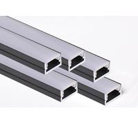 AFTERTECH 5 x 3 m (15 M) 1207 N 12 x 7 mm profil aluminium noir minimal pour bandes LED barre rigide entière 3 m + couvercle opaque (5 x 3 m 1207 noir fog)